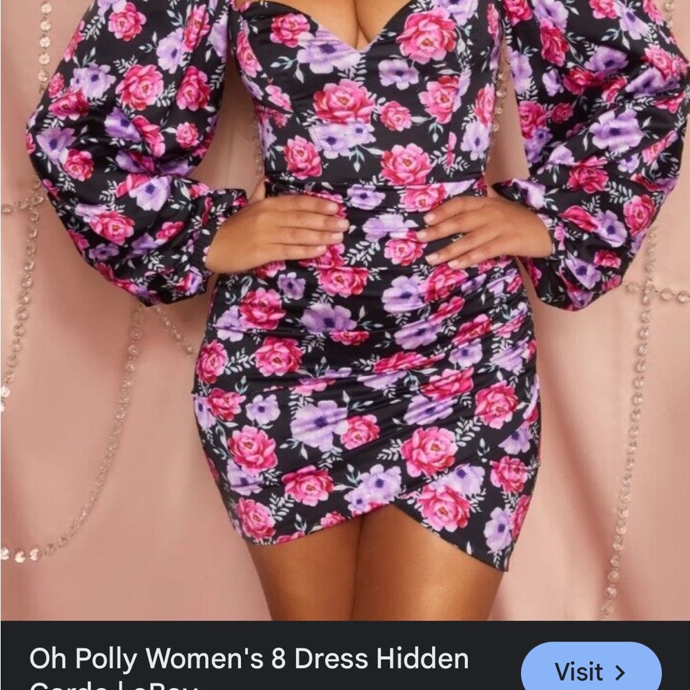 Oh Polly Floral Mini Dress - Black and Pink